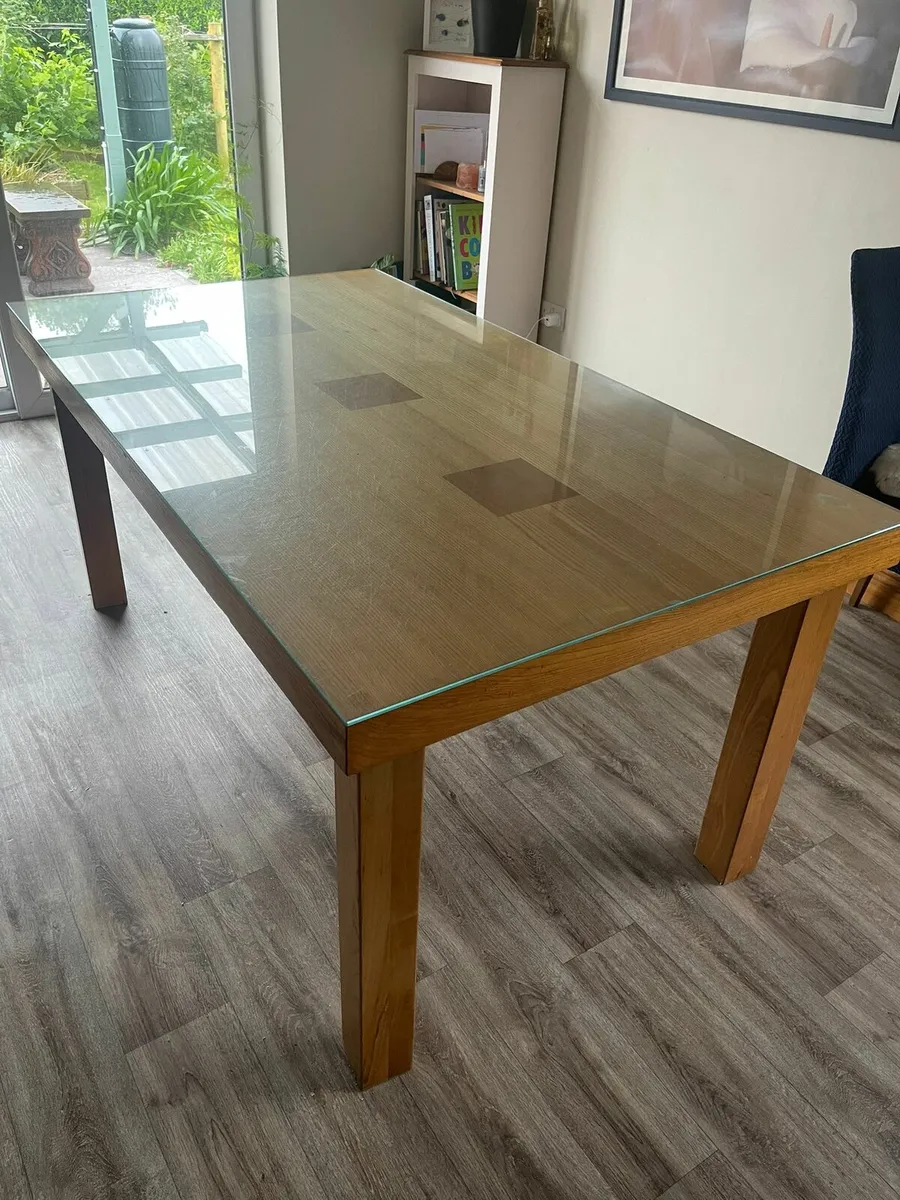Dining table with glass top - Image 1