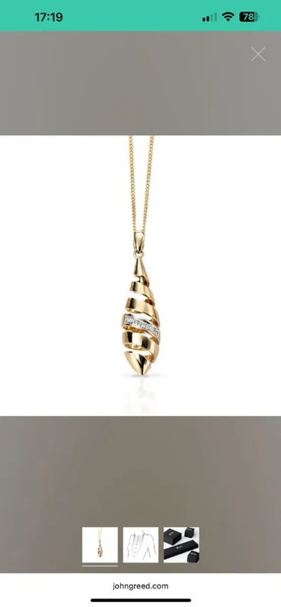 Gold and Diamond Pendant and Necklace - Image 1
