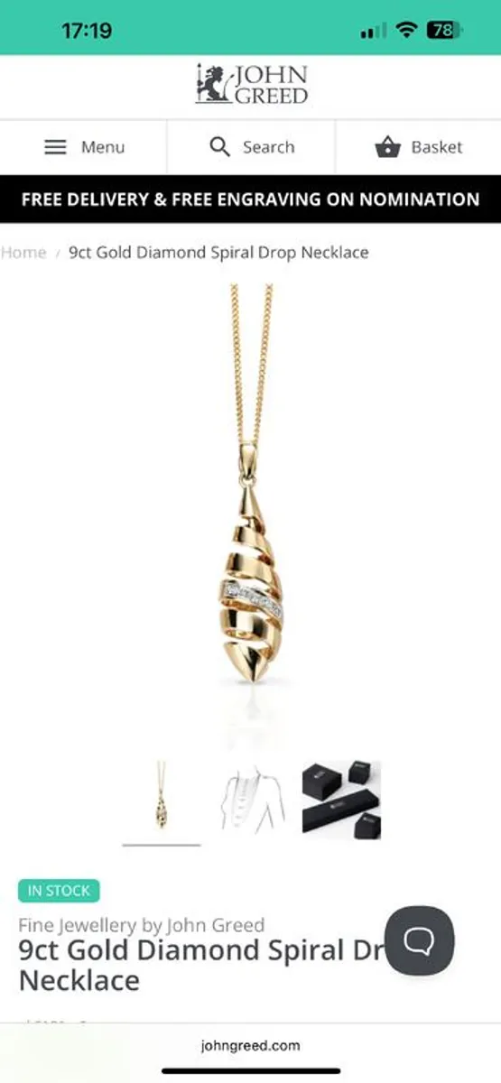 Gold and Diamond Pendant and Necklace - Image 2