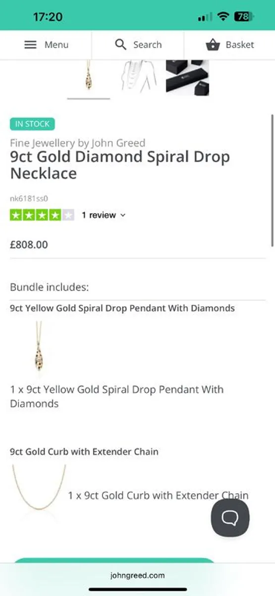 Gold and Diamond Pendant and Necklace - Image 3