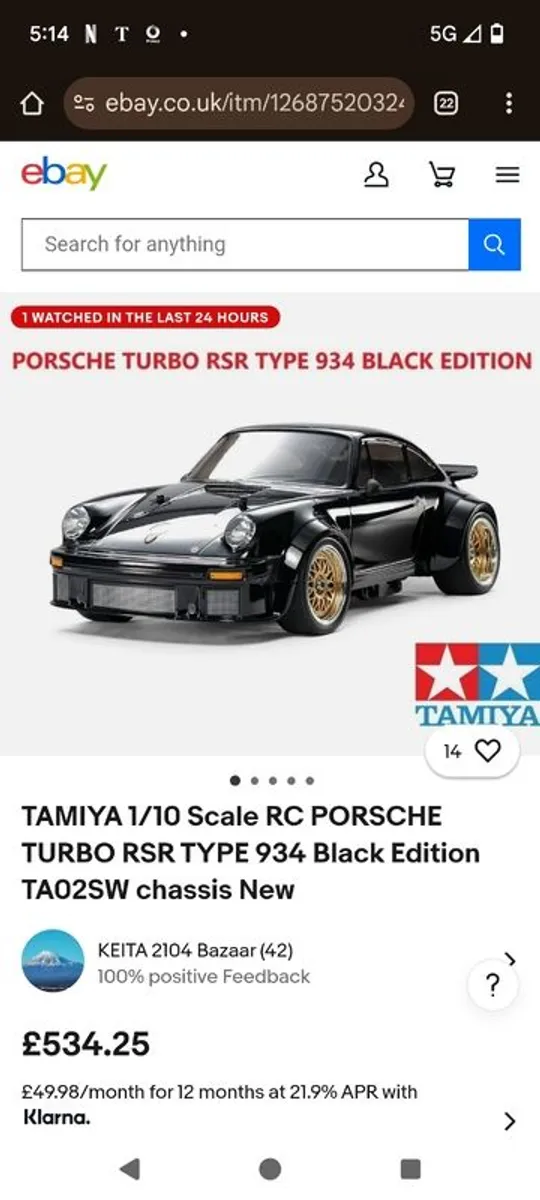 Porsche Turbo RSA Type 934 1/10th scale radio control 4WD High Performance Racing Car Black Edition - Image 1