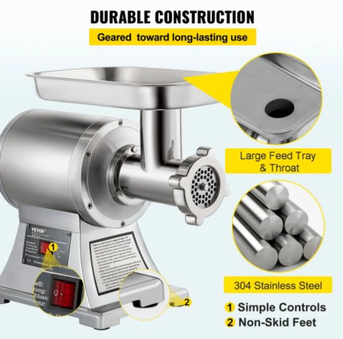 New 220v Meat grinder 1100w Stainless Steel - Image 1