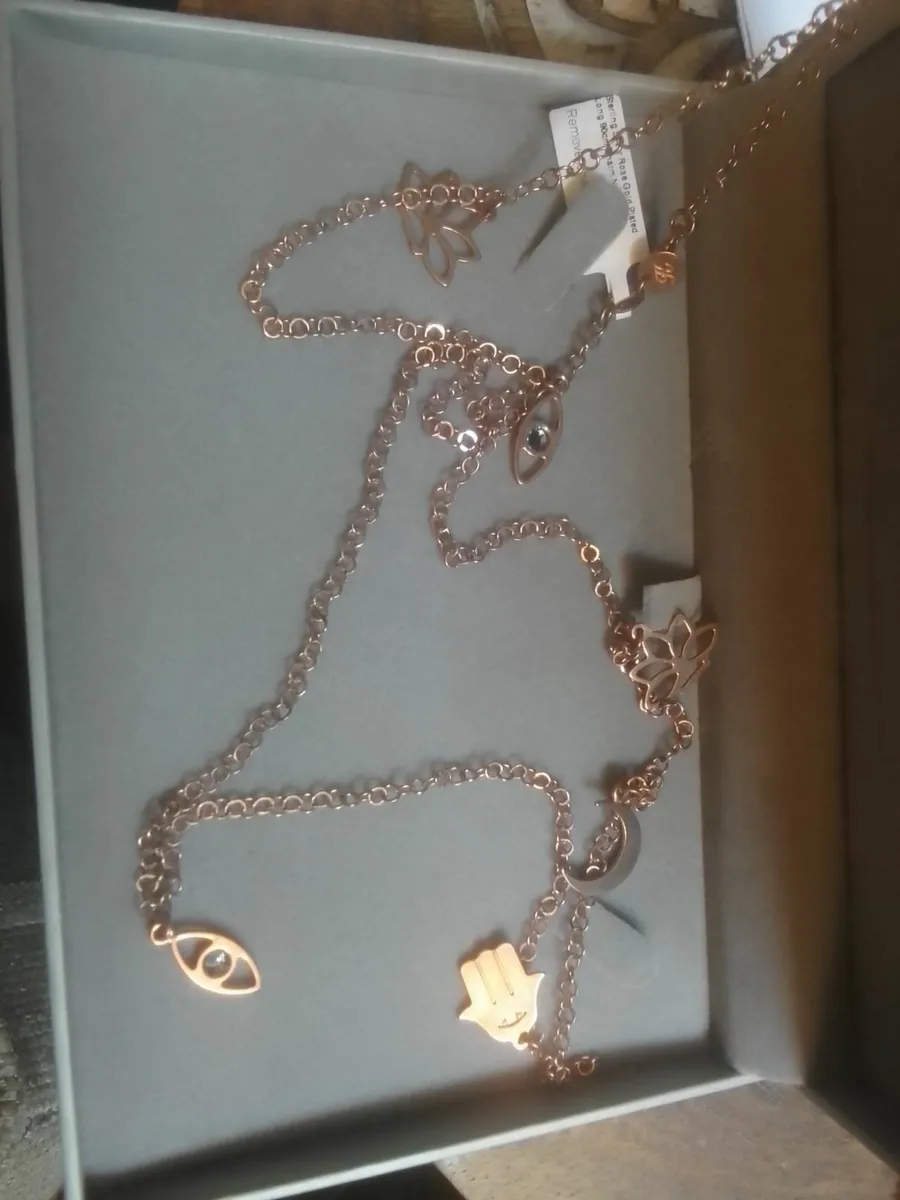 STG SILVER ROSE GOLD STATION  LONG NECKLACE NEW - Image 2