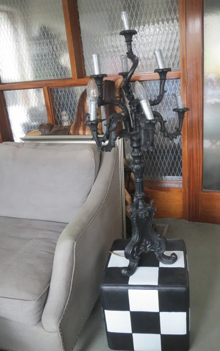 Antique Black 9 arm Candelabra Floor Lamp - Image 1