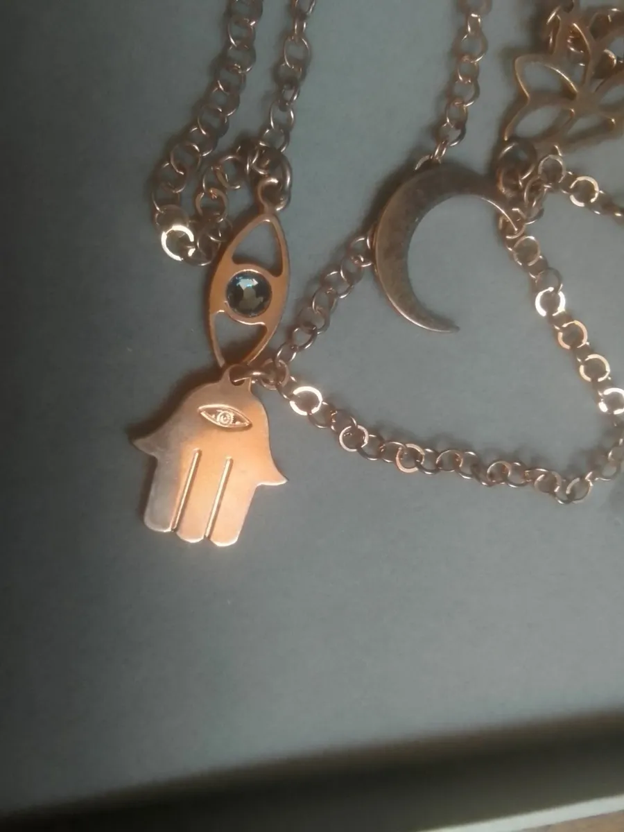 STG SILVER ROSE GOLD STATION  LONG NECKLACE NEW - Image 4