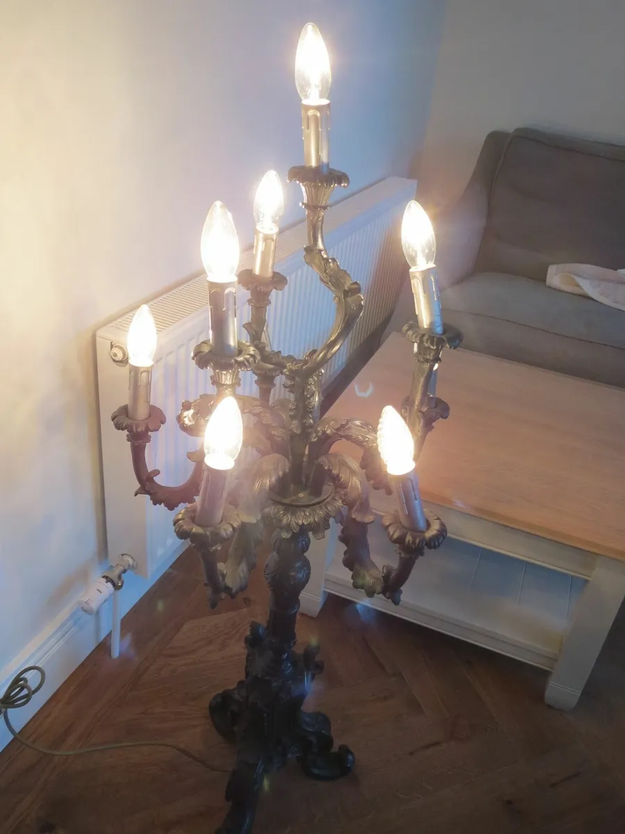Antique Black 9 arm Candelabra Floor Lamp - Image 2