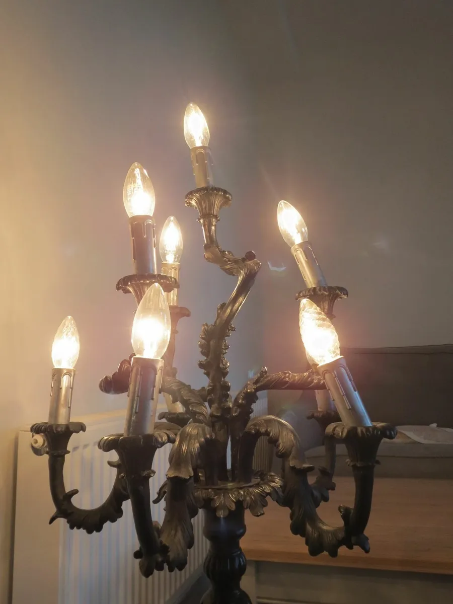 Antique Black 9 arm Candelabra Floor Lamp - Image 3