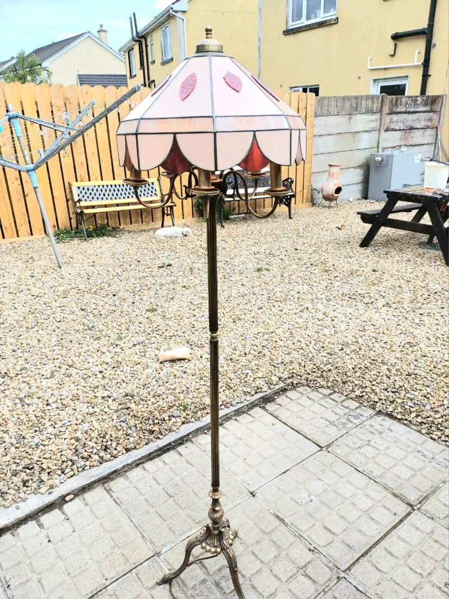 Vintage 3 Legged Brass Floor Lamp - Image 1