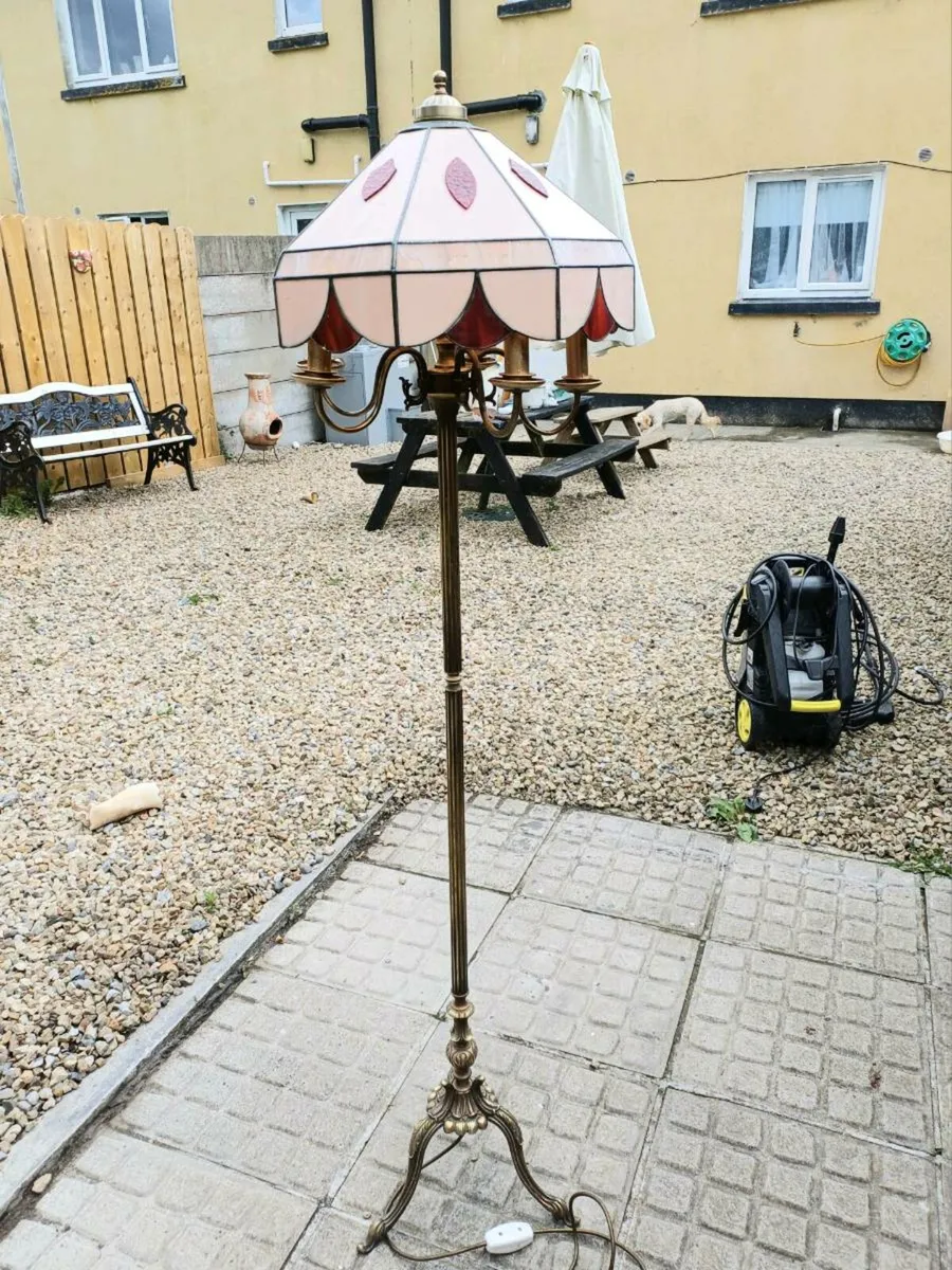 Vintage 3 Legged Brass Floor Lamp - Image 2