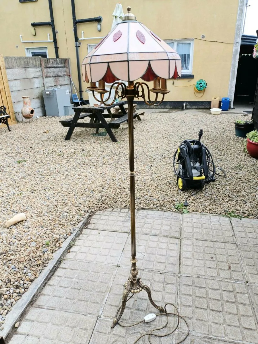 Vintage 3 Legged Brass Floor Lamp - Image 3