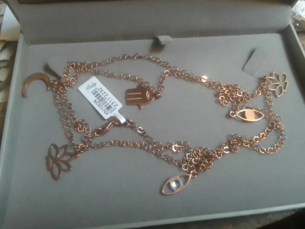 STG SILVER ROSE GOLD STATION  LONG NECKLACE NEW - Image 1
