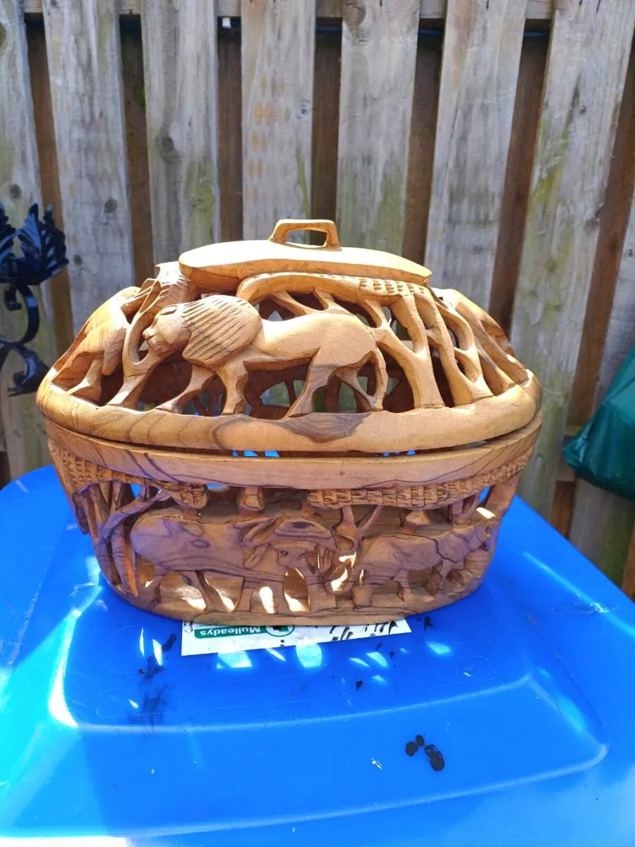Vintage Handcarved Fruit Basket - Image 2