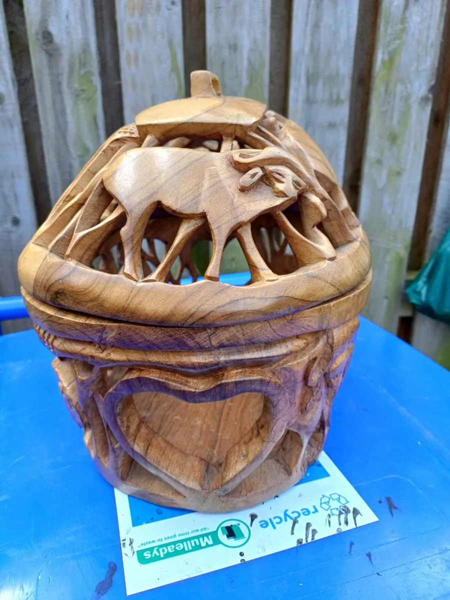Vintage Handcarved Fruit Basket - Image 4