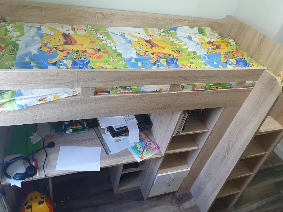 Loft Bed (Bunk Bed), Built-in Study Desk & Storage - Image 1