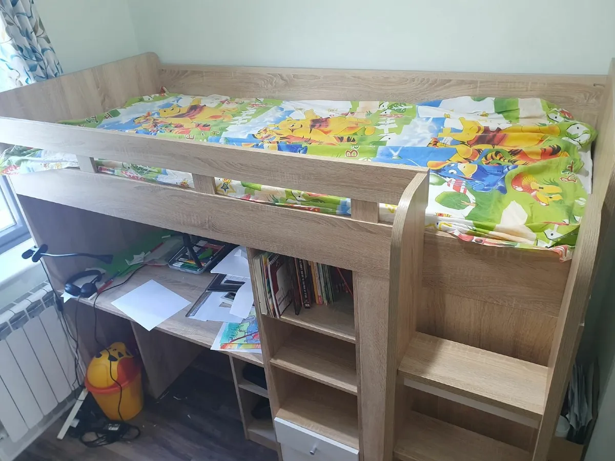 Loft Bed (Bunk Bed), Built-in Study Desk & Storage - Image 2