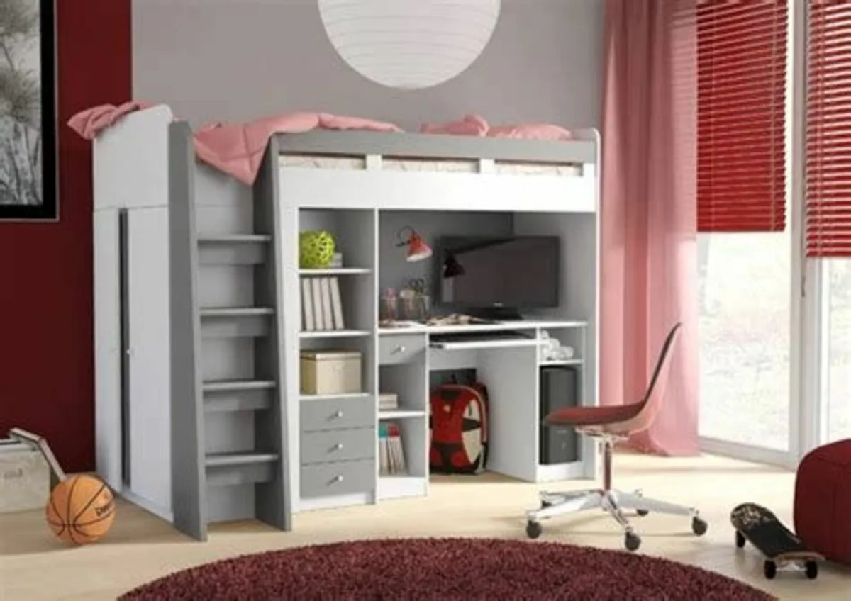 Loft Bed (Bunk Bed), Built-in Study Desk & Storage - Image 3