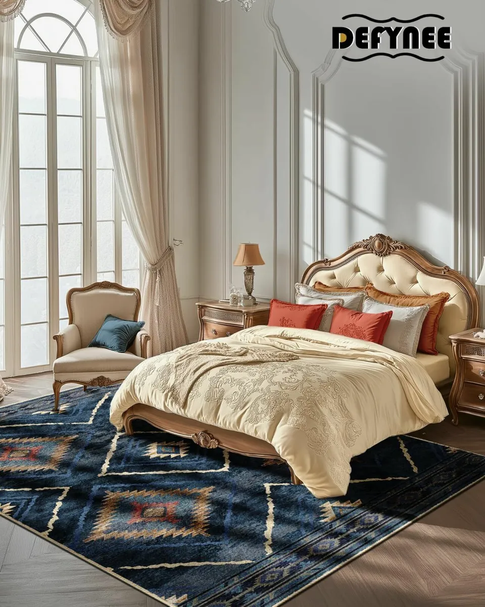 Living Room Bedroom, Moroccan Rug Blue 150x210cm - Image 3