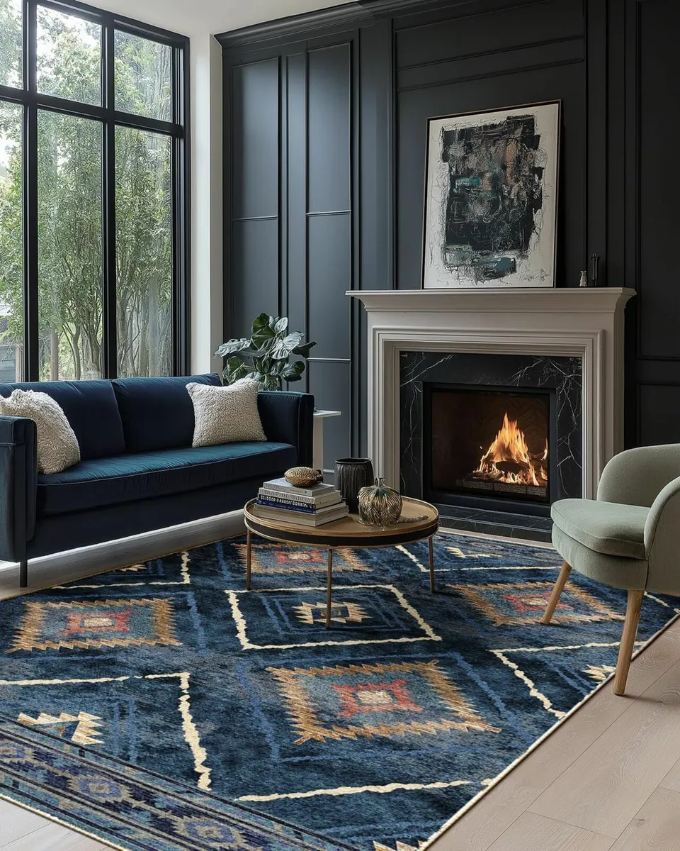 Large Rug Living Room 180x270 cm Blue Rug Bedroom - Image 1