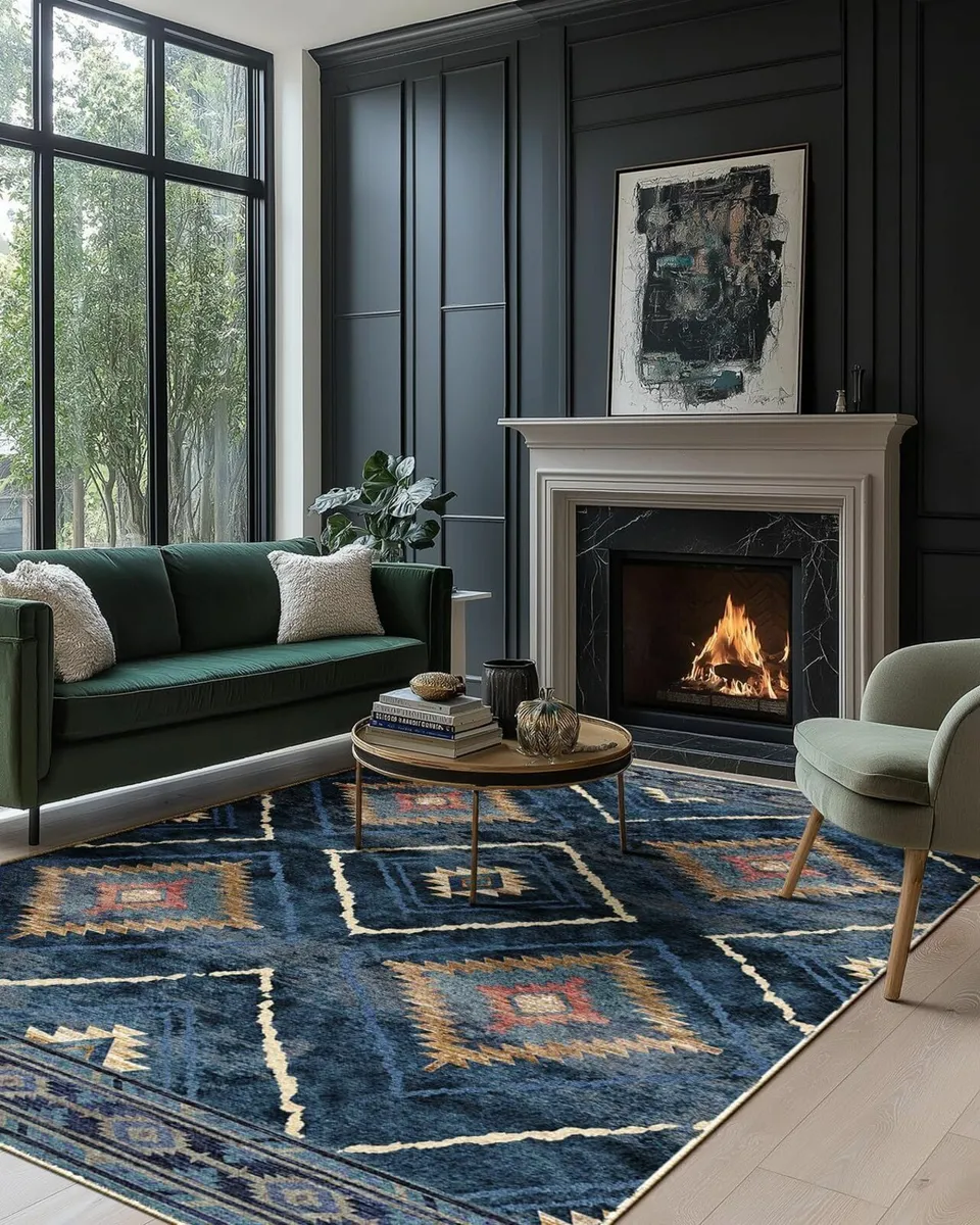 Large Rug Living Room 180x270 cm Blue Rug Bedroom - Image 3