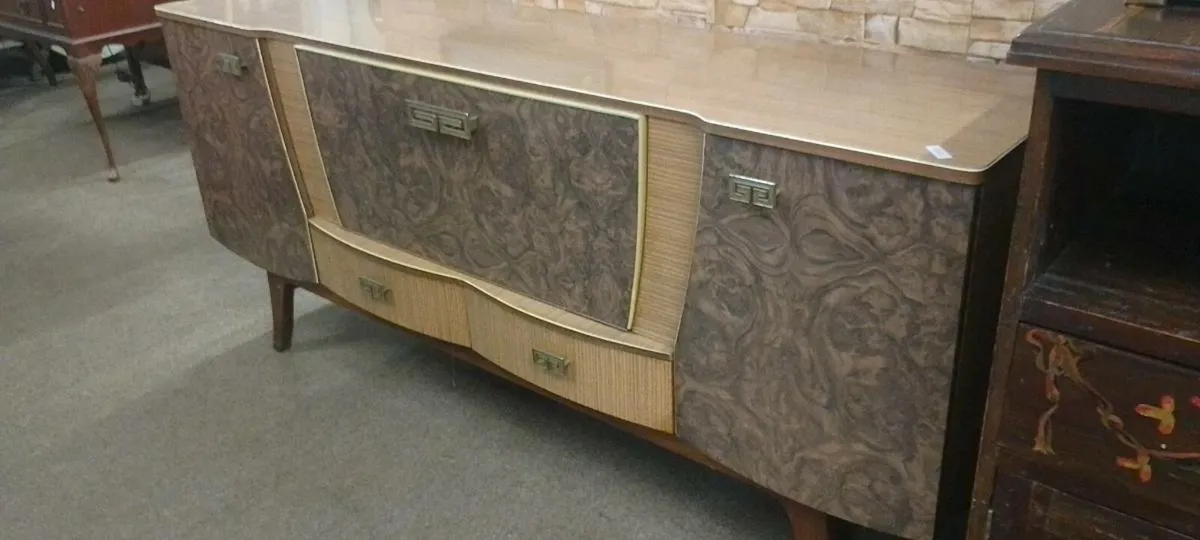Original Walnut Veneer Mid Century Sideboard - Image 1