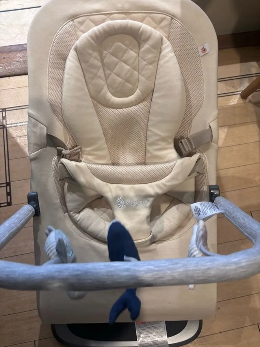 ergo baby bouncer with newborn insert and toy bar - Image 1