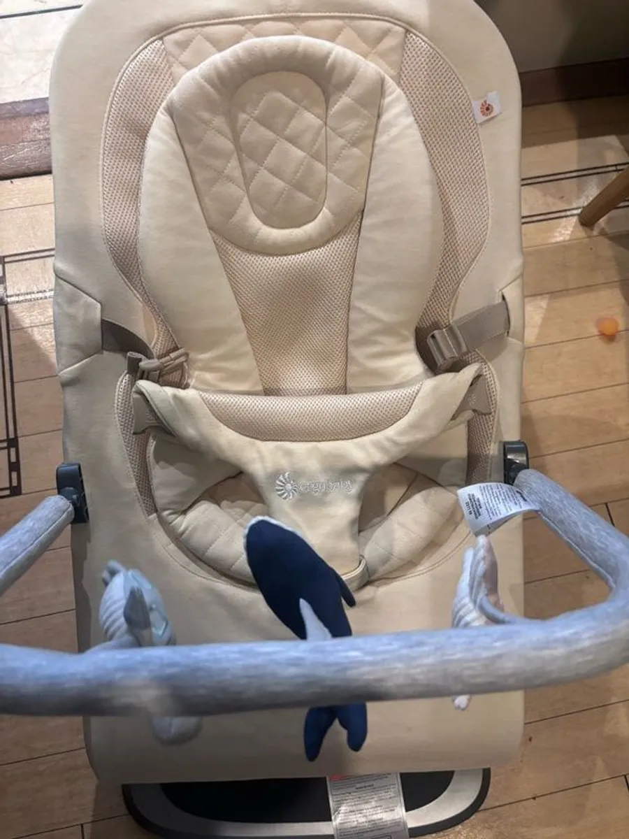 ergo baby bouncer with newborn insert and toy bar - Image 3