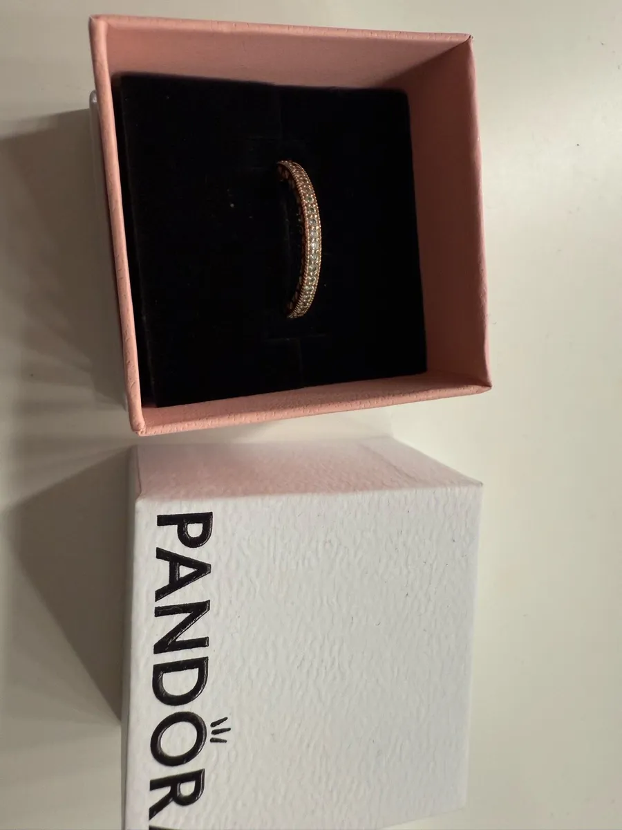 Pandora Sparkle & Hearts Ring Rosegold Size 56 - Image 1