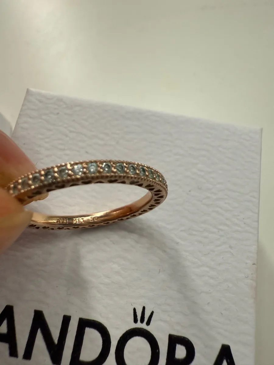 Pandora Sparkle & Hearts Ring Rosegold Size 56 - Image 2