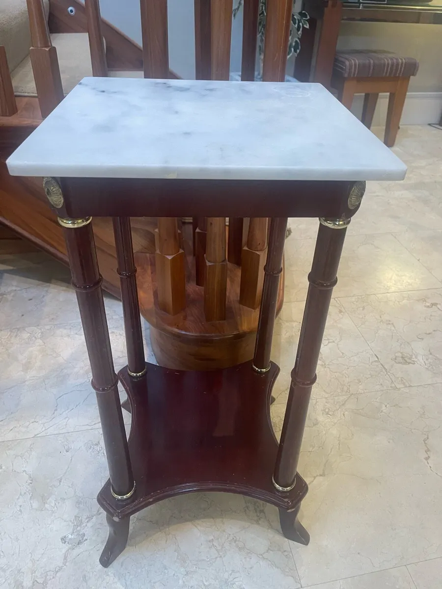 Tall Marble Topped Side - Console - Plant Table - Image 1