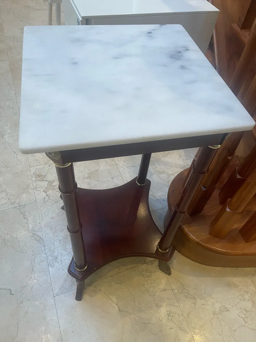 Tall Marble Topped Side - Console - Plant Table - Image 2