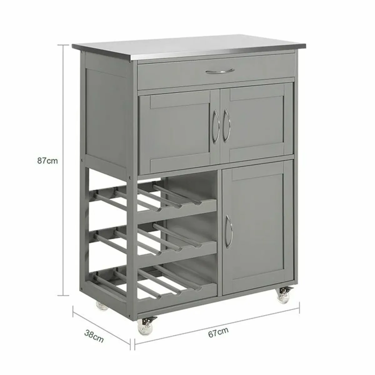 Mini Kitchen Island on wheels steel or wooden top - Image 1