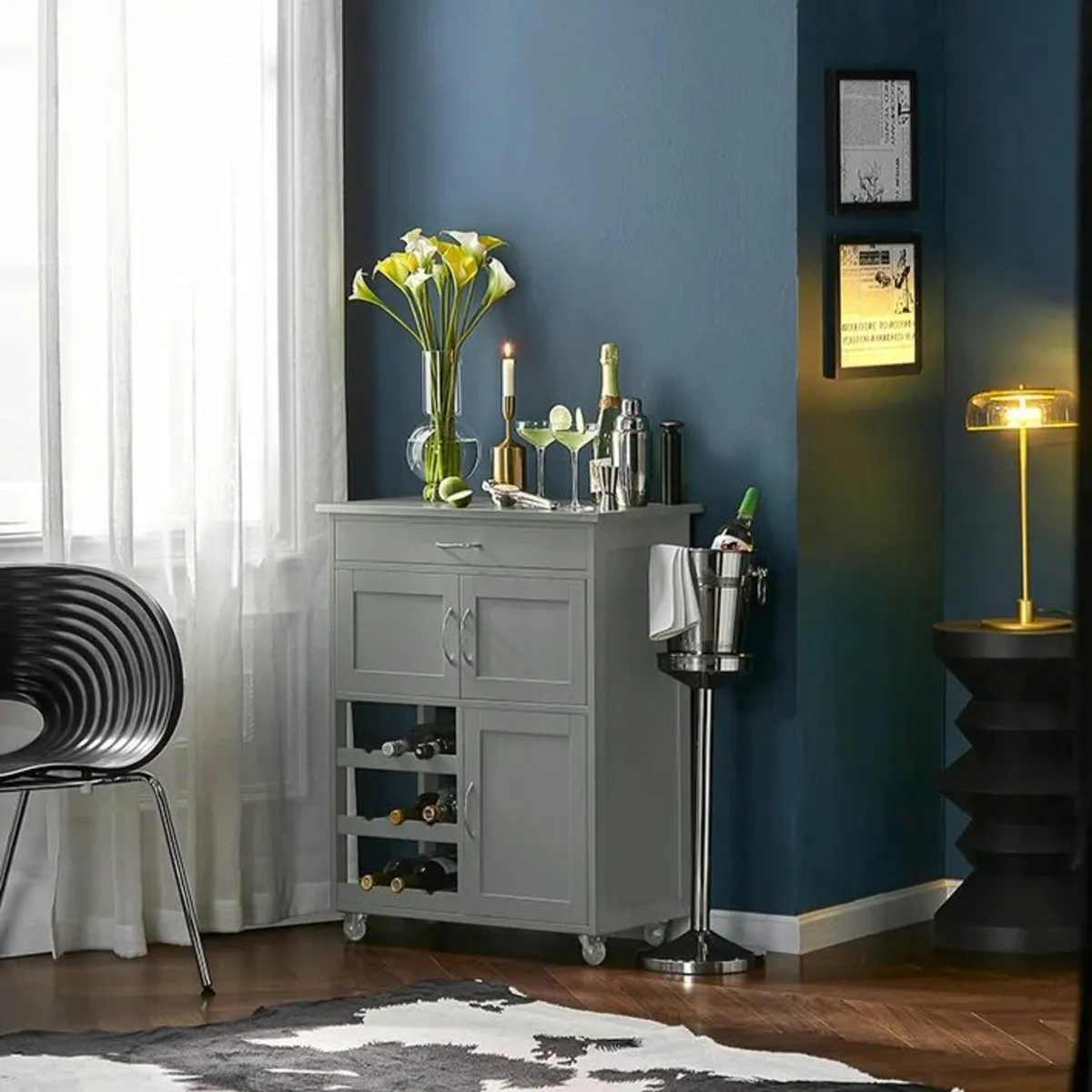 Mini Kitchen Island on wheels steel or wooden top - Image 3