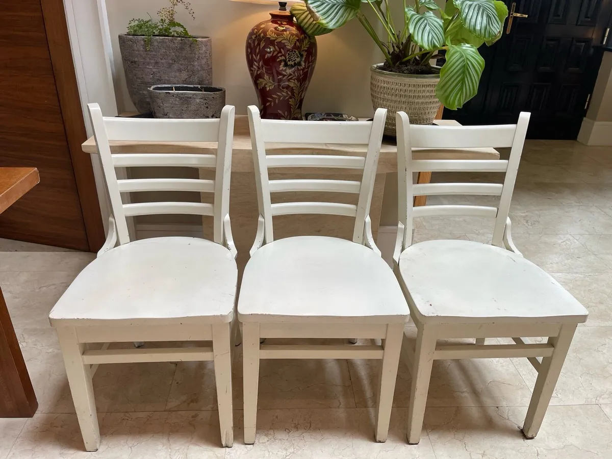 3 x Very Solid White Kitchen Dining Chairs-Deliver - Image 1