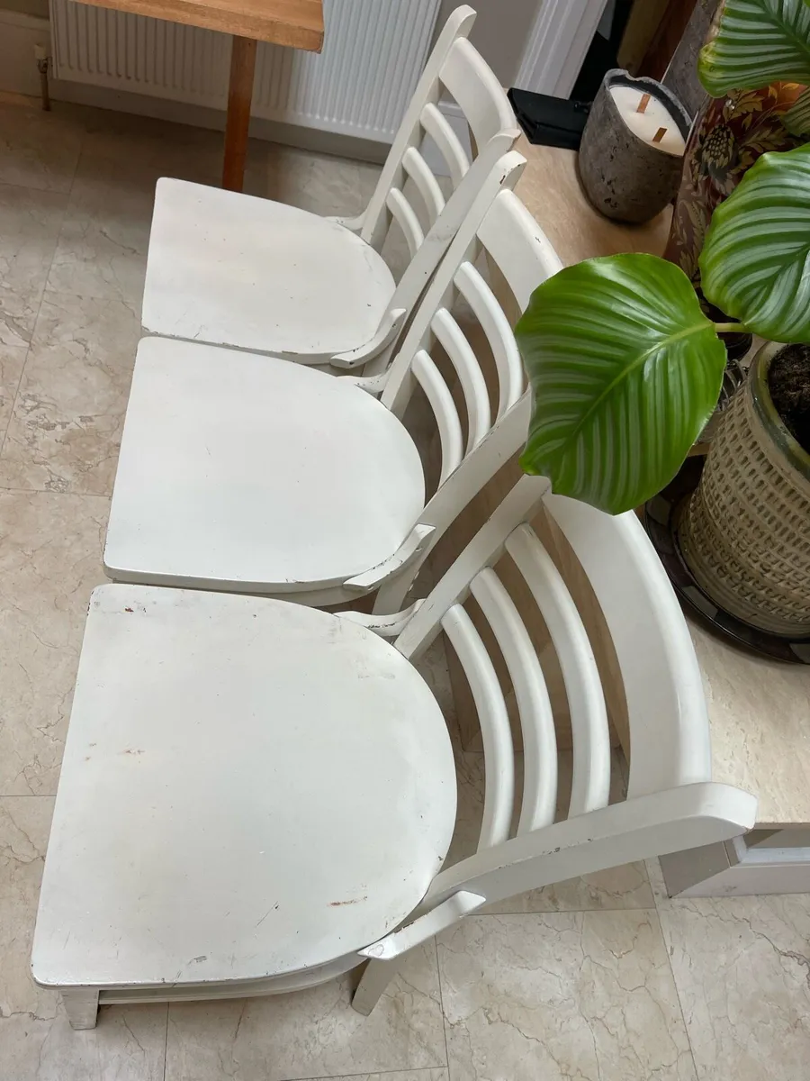 3 x Very Solid White Kitchen Dining Chairs-Deliver - Image 2
