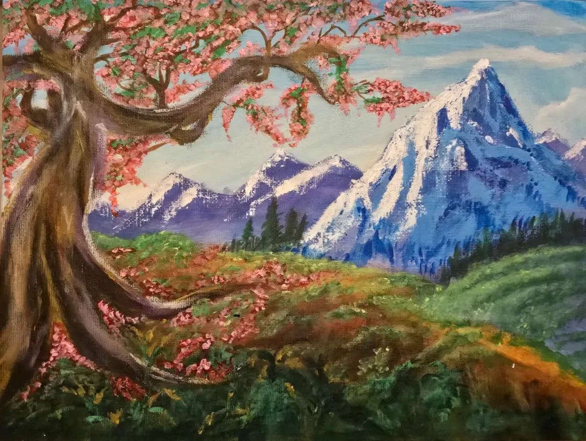 Blossoming Winter Canvas Painting - Image 2