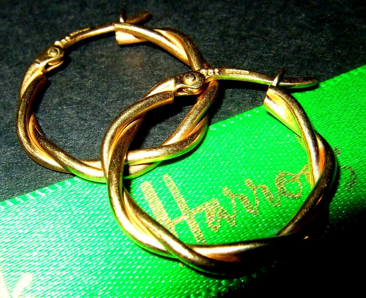 Hallmarked 9ct Gold Hoops-Vintage - Image 4