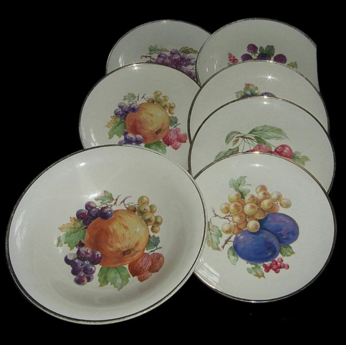 Vintage Serving Bowl & 6 Plates-22k Gold Trim - Image 1