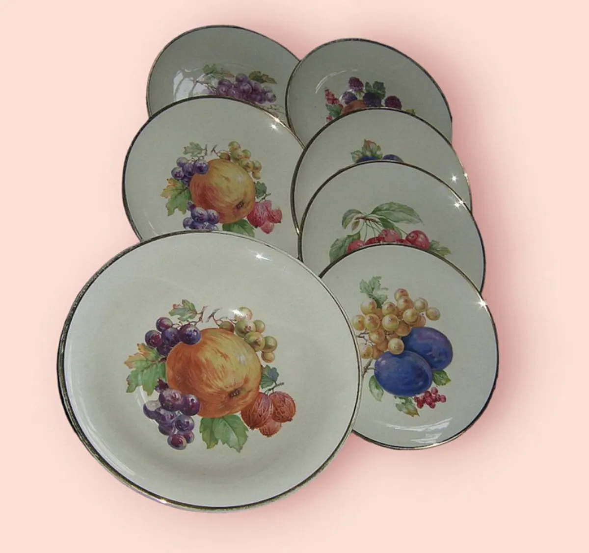 Vintage Serving Bowl & 6 Plates-22k Gold Trim - Image 2