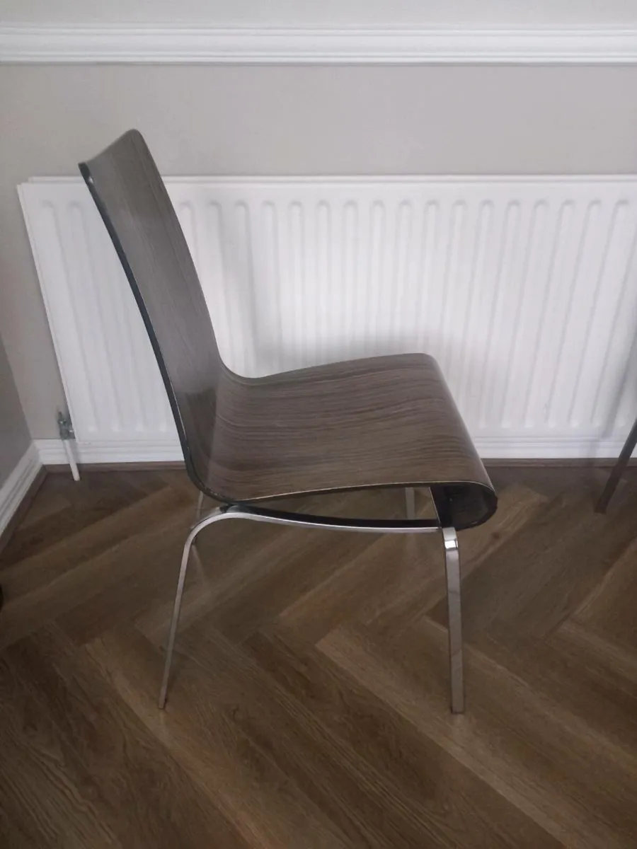 Set of 4 Dark Wood Veneer Dining Chairs - Image 2