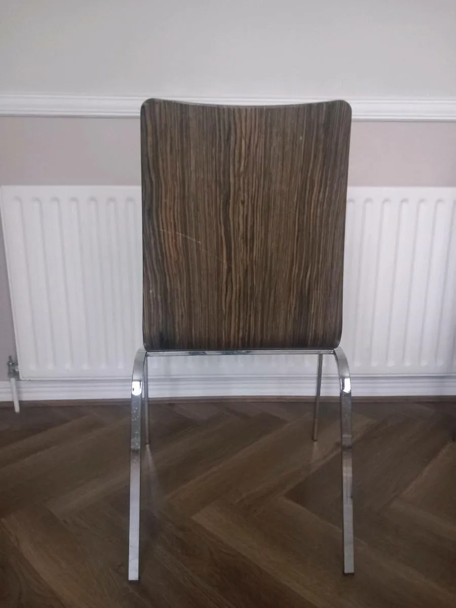 Set of 4 Dark Wood Veneer Dining Chairs - Image 3