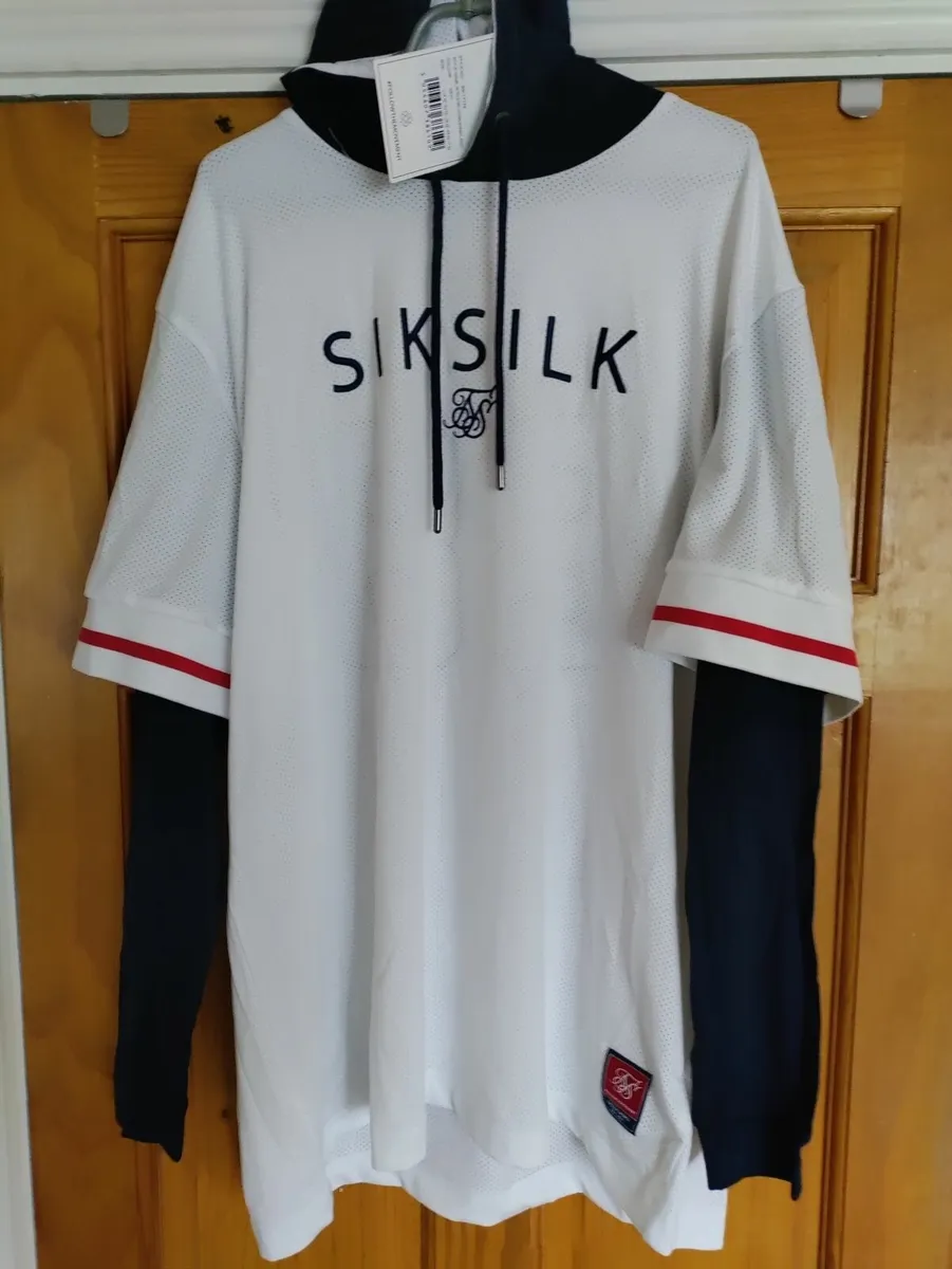 SikSilk Retro Baseball layered hoodie L New - Image 1