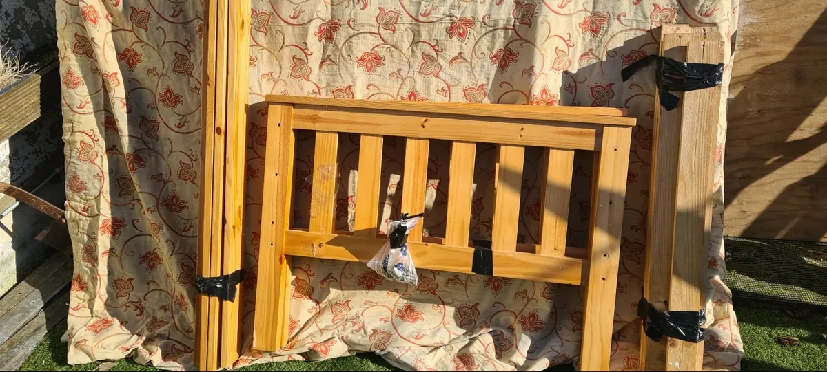 Single Pine bed and mattress - Image 1