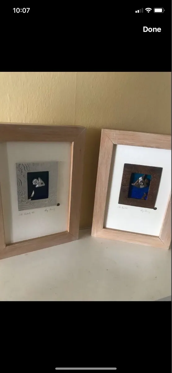 Framed Hand Crafted Fish Art - Image 1
