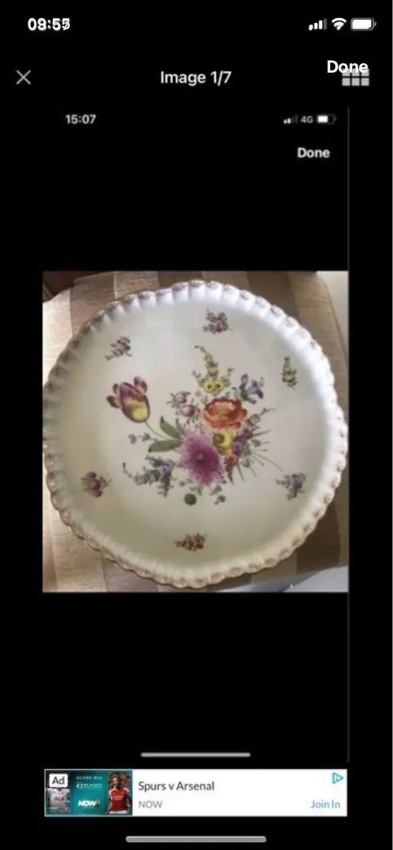 Large Hand Painted Meissen Dish - Image 1