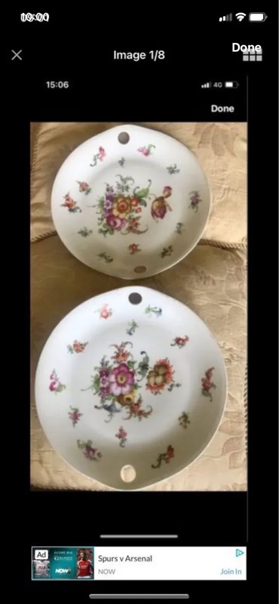 Antique Hand Painted Meissen Plate Set - Image 1