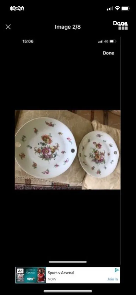 Antique Hand Painted Meissen Plate Set - Image 2