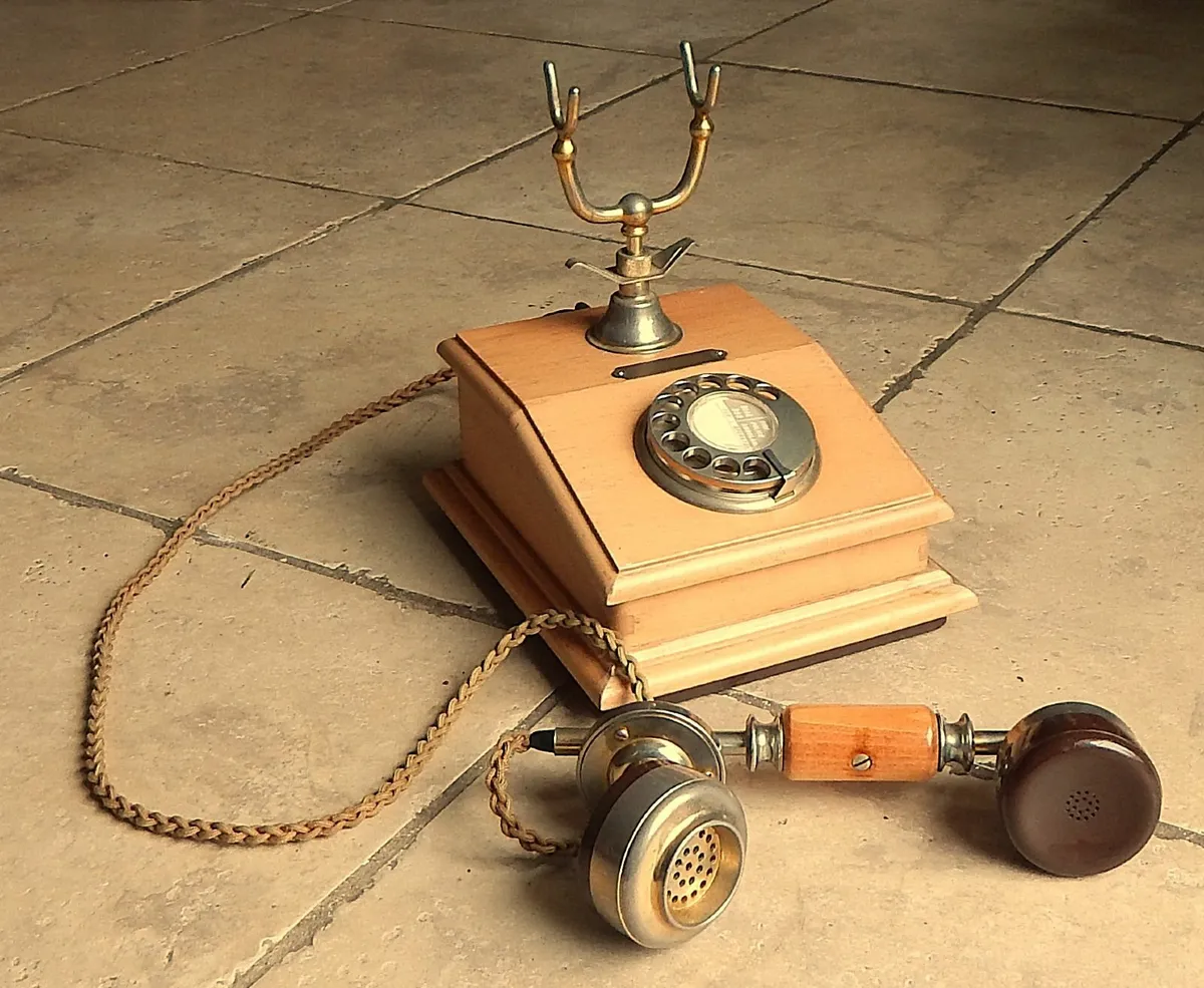 Reproduction of Vintage Rotary Dial Phone in Wood - Image 2