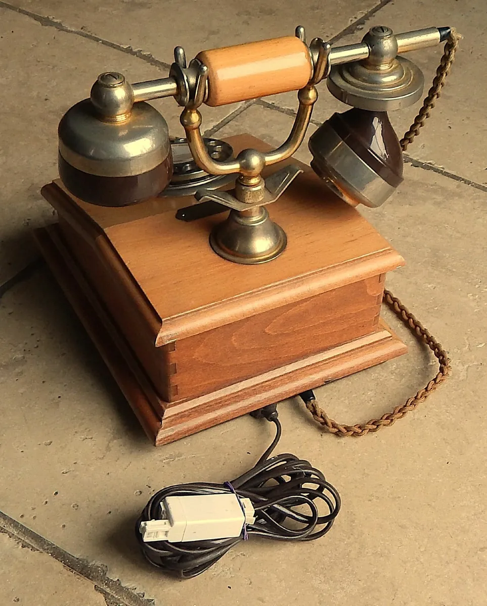 Reproduction of Vintage Rotary Dial Phone in Wood - Image 3