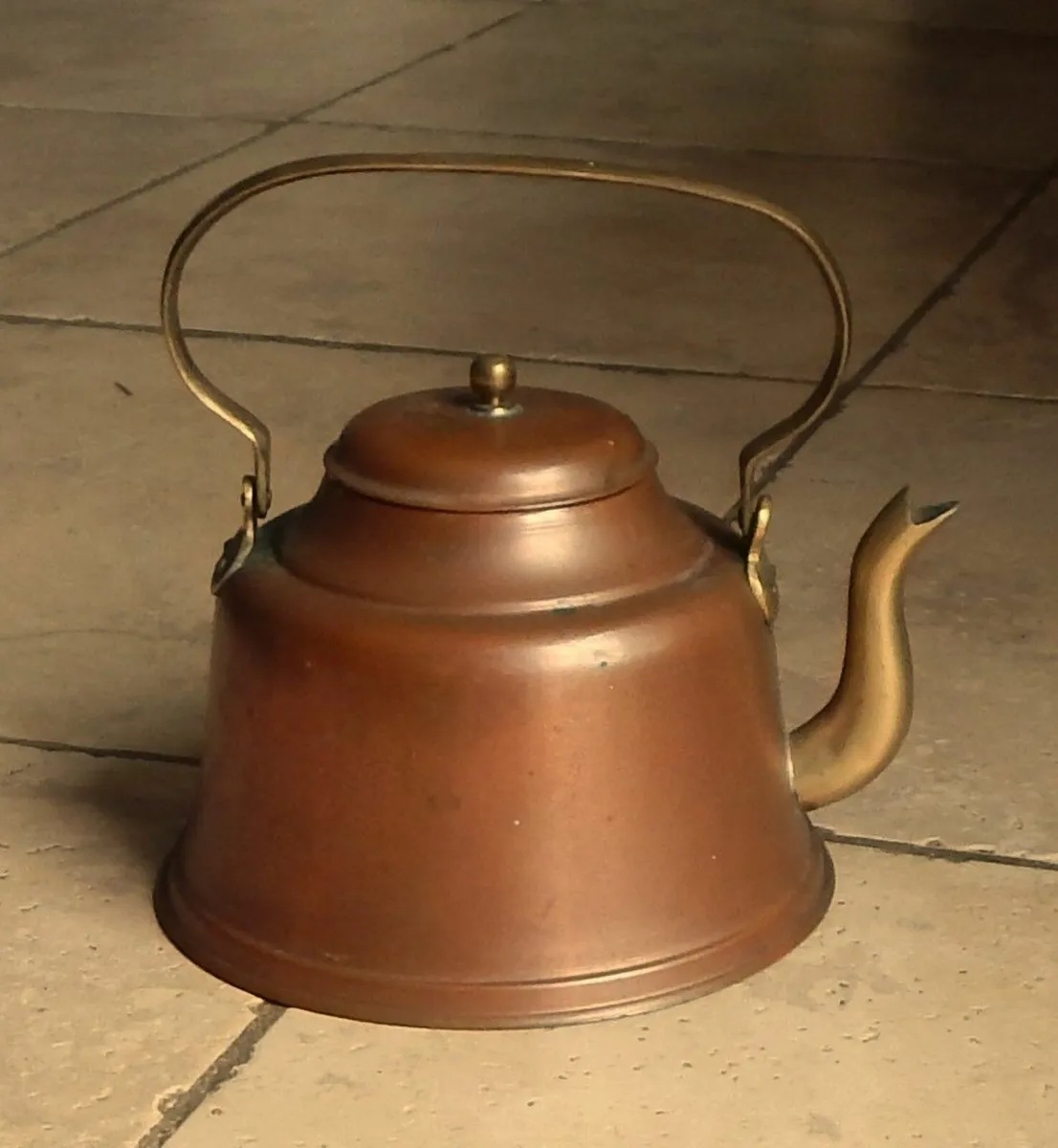 Vintage Copper & Brass Kettle with Folding Handle - Image 4