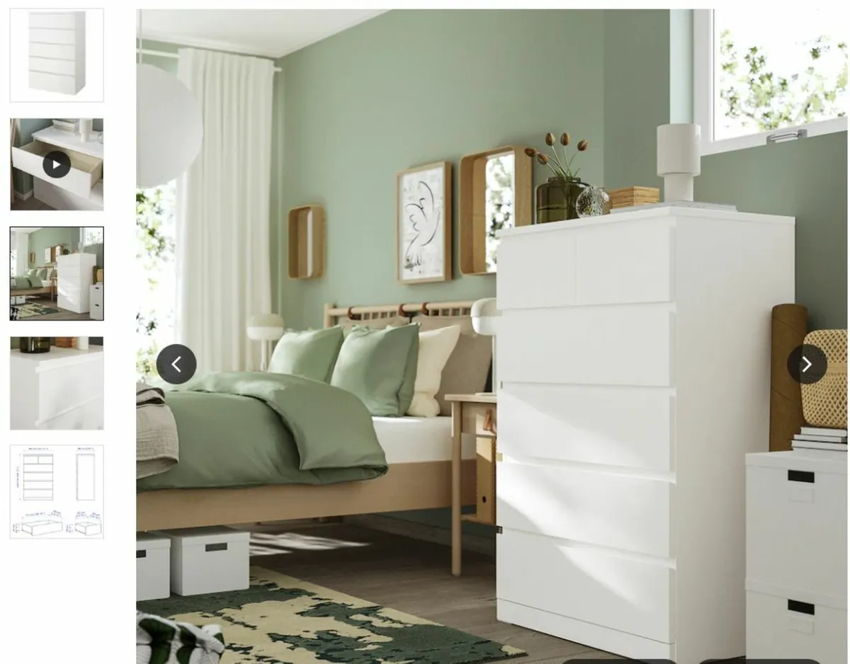 Ikea Malm Chest of 6 Drawers Black or White - Image 1